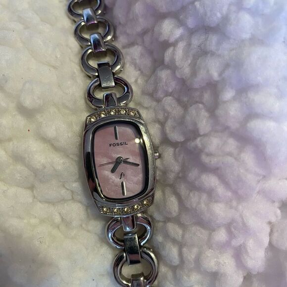 Vintage Fossil Stainless Steel Watch with Pink Face - Picture 2 of 4
